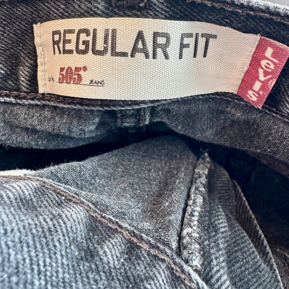 Vintage Y2K Levi's 505 Jeans 33x30 Black Faded Baggy Relaxed Fit Grunge Denim - Picture 8 of 8